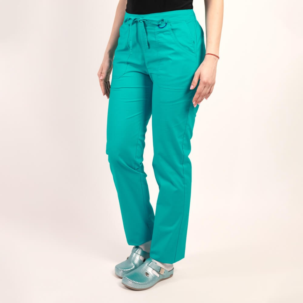 Pantaloni medicali Lotus Flex, stretch, cu elastic si snur, sea frost, CVC-SP2 XS