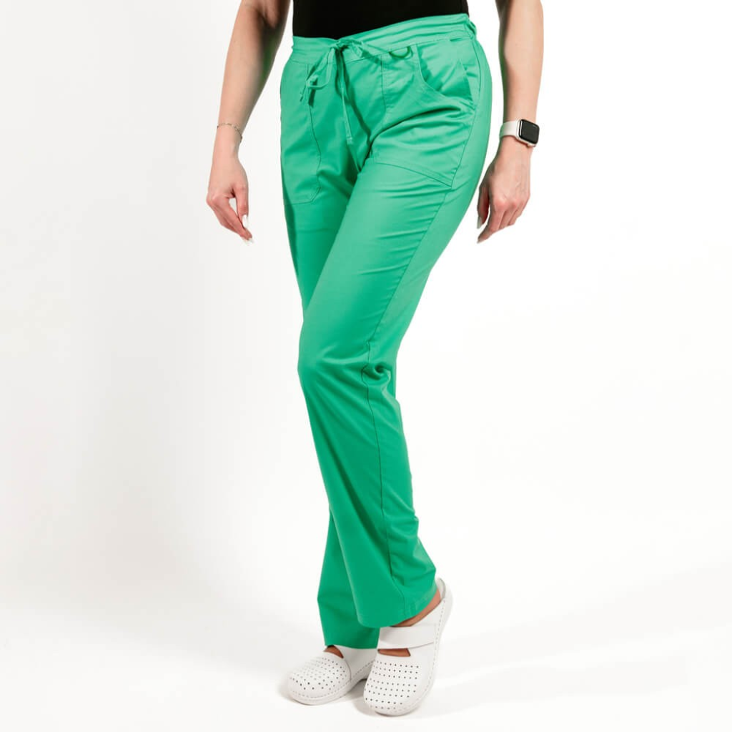 Pantaloni medicali Lotus Flex, stretch, cu elastic si snur, verde chirurgical deschis, CVC-SP2 XS