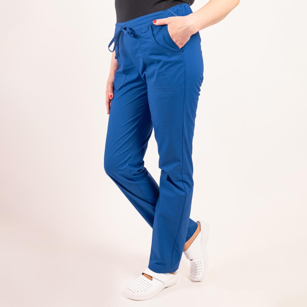 Pantaloni medicali Lotus Flex, stretch, cu elastic si snur, albastru royal, CVC-SP2 2XL