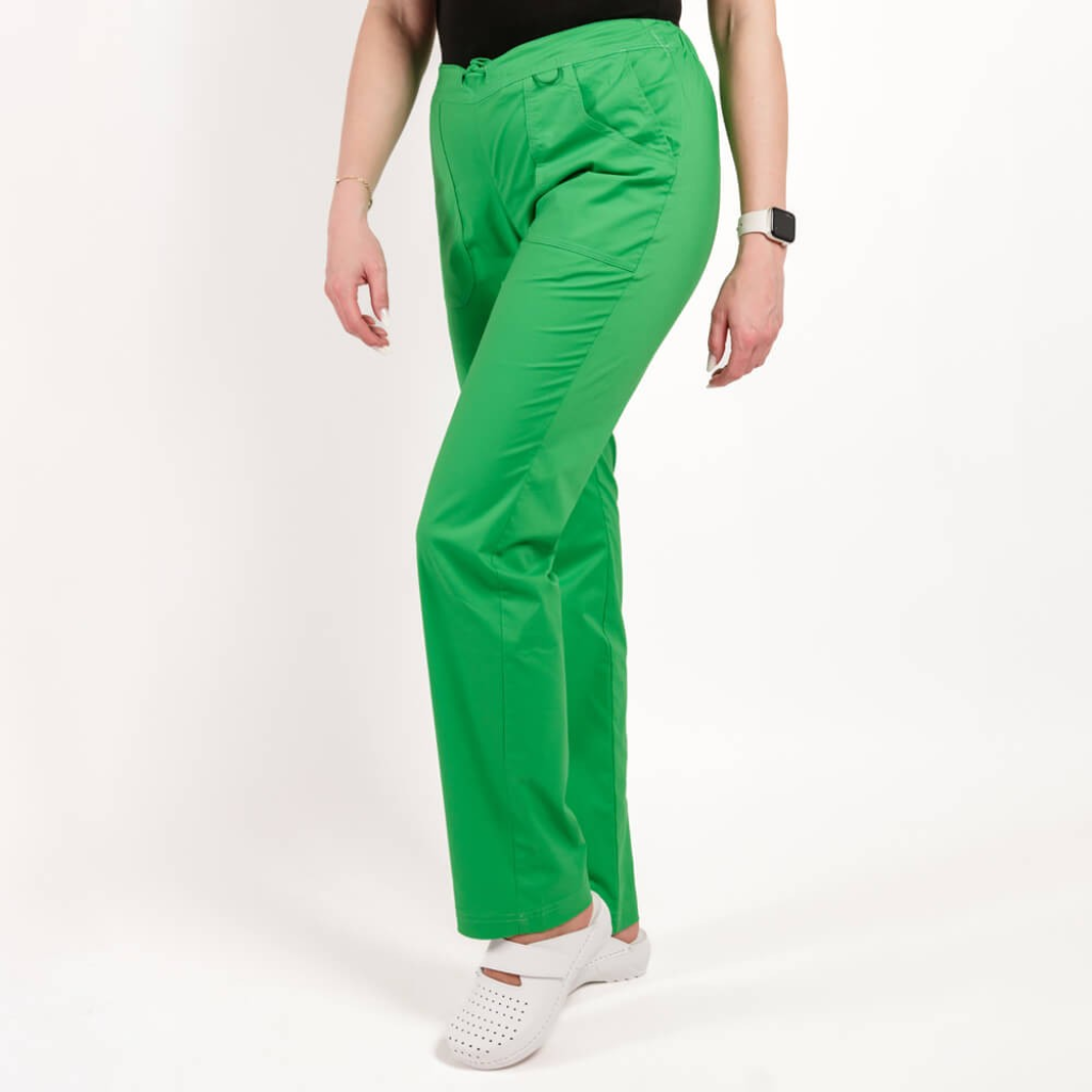 Pantaloni medicali Lotus Flex, stretch, cu elastic si snur, verde chirurgical, CVC-SP2 XL