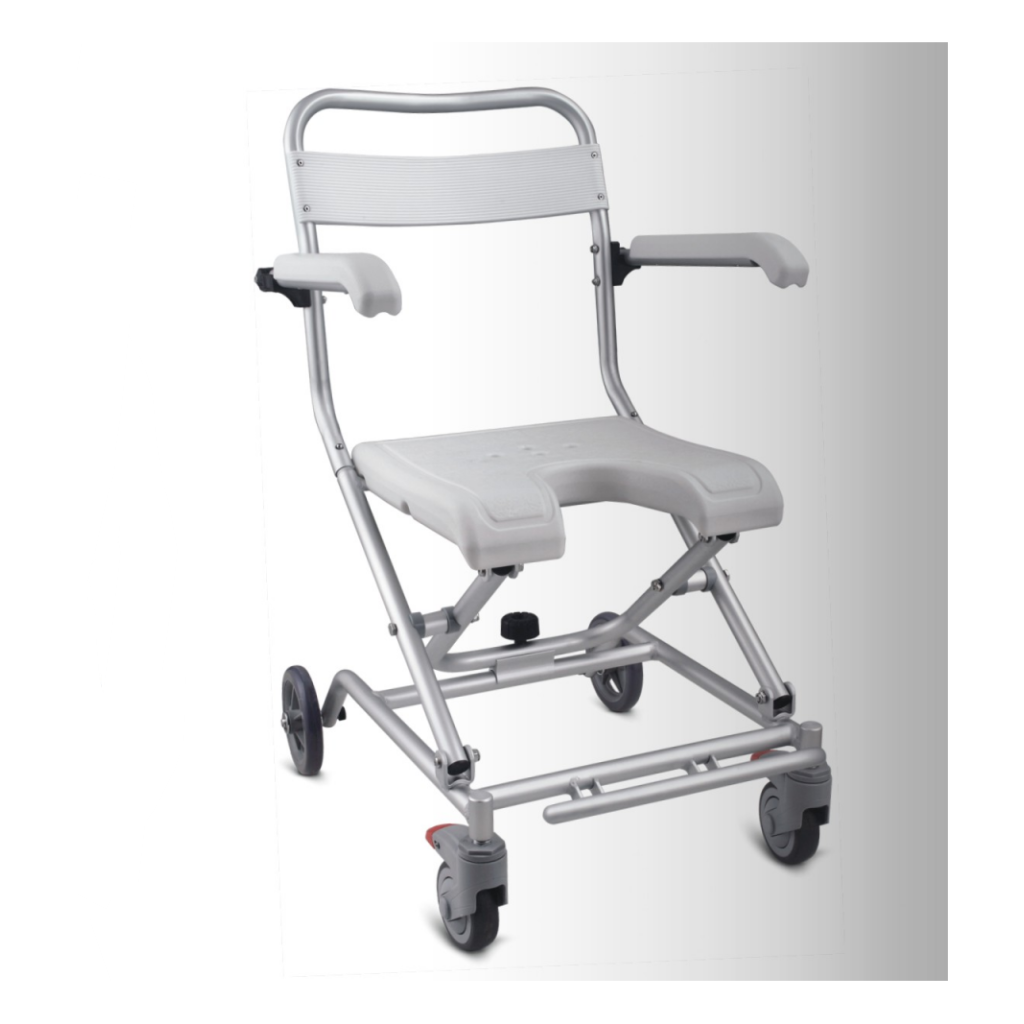 Scaun pentru baie pliabil, cu roti, sezut in forma de U - FS7962L