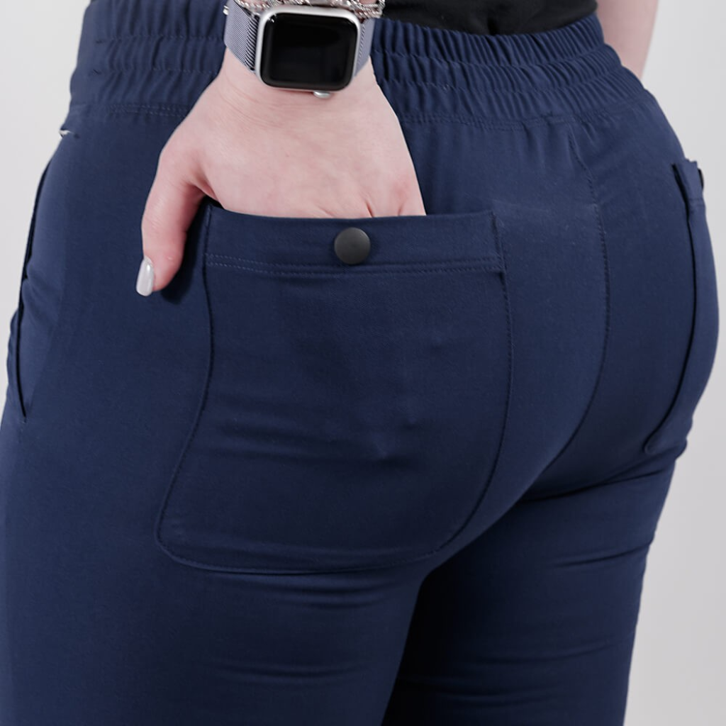 Pantaloni medicali Lotus Flex, stretch, cu snur, bleumarin, TRS-SP9